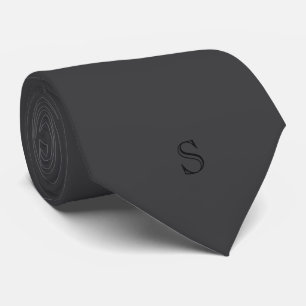Cravate Monogramme Personnalisé Noir Charbon Gris