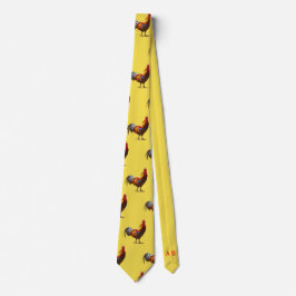 Cravate Monogramme Rooster poulet amusant Jaune Jaune