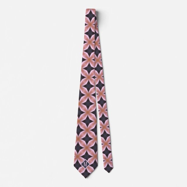 Cravate Monogramme rose & gris Design Motif unique Hommes (Devant)