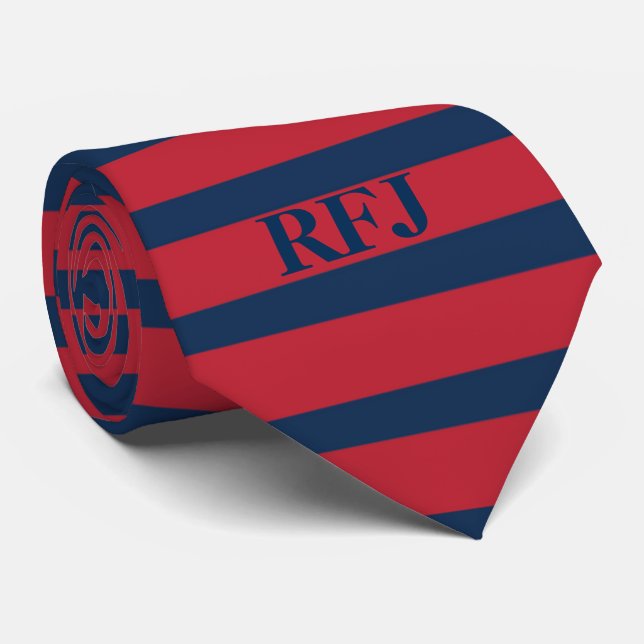 Cravate Monogramme rouge et bleu (Roulé)