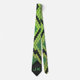 Cravate Monogramme Serpent vert et noir