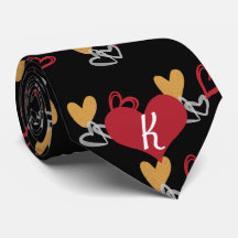 Monogramme Valentine Rouge Or Blanc Coeur noir
