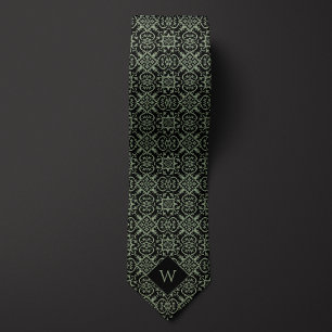 Cravate Monogramme vert et noir arabe