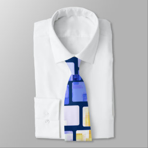 Cravate Mosaïque bleue de blanc d'or