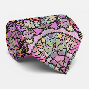 Cravate Mosaïque de fleurs rose rose pansement floral élég