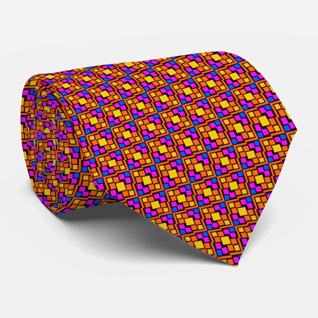 Cravate Mosaïque du coucher de soleil : géométrique (Roulé)