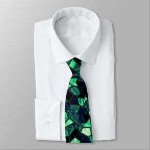 Cravate Mosaïque verte noire avec couleur partiellement re