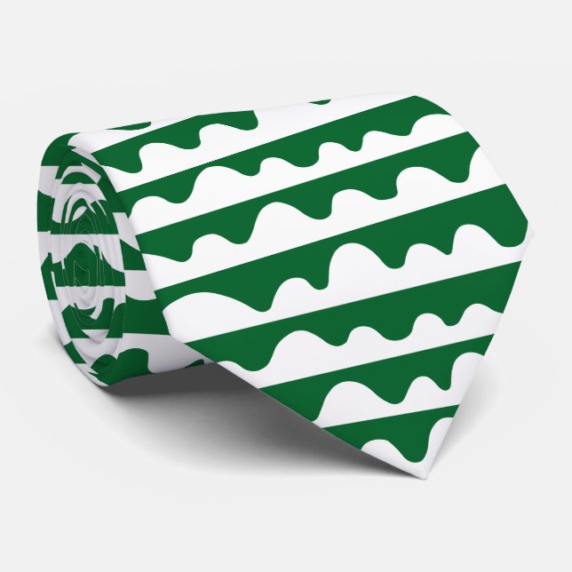 Cravate Motif 020815 - Blanc sur Vert foncé 036128 (Roulé)