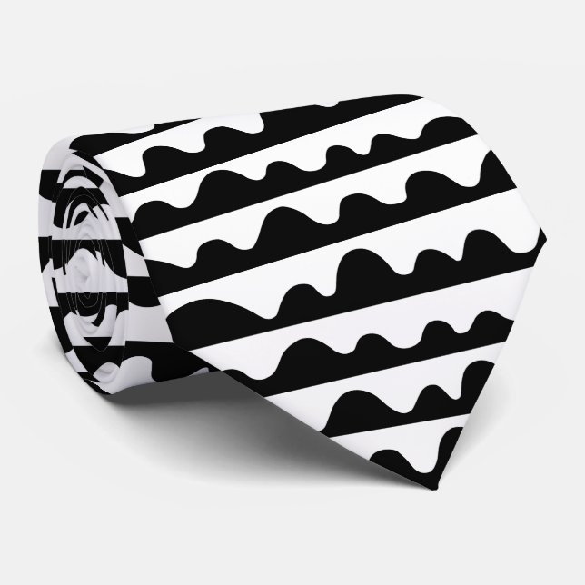 Cravate Motif 020815 - Noir sur blanc (Roulé)