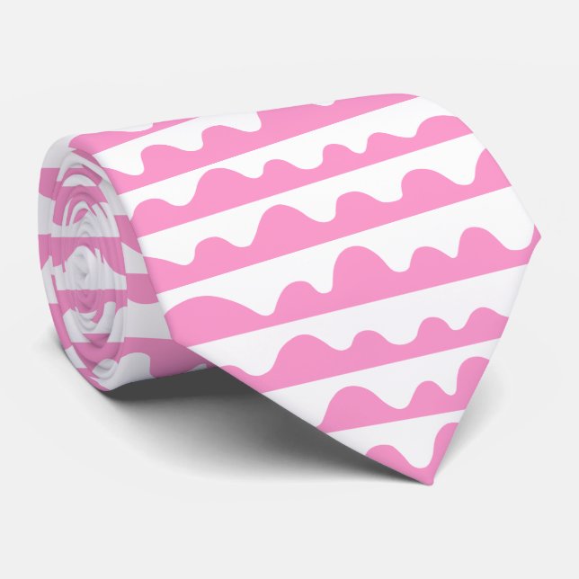 Cravate Motif 020815 - Rose et blanc (Roulé)