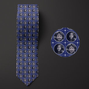 Cravate Motif 2 photos bleu rond