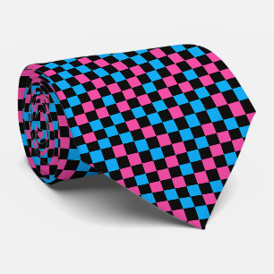 Cravate Motif à carreaux bleu rose et noir