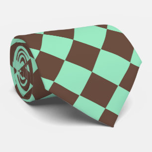 Cravate Motif à carreaux diamant vert marron