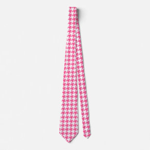 Cravate Motif à carreaux pied-de-poule rose et blanc