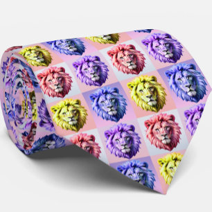 Cravate Motif à carreaux tête de lion couleur pastel doux