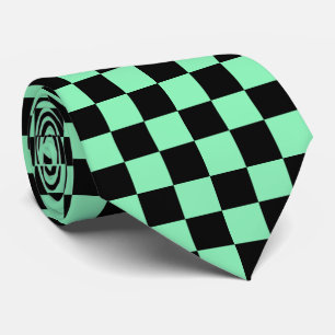 Cravate Motif à carreaux vert noir frais en mosaïque