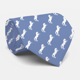 Cravate Motif à cheval debout gris bleu