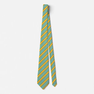 Cravate Motif à cinq bandes vert et blanc avec jaune