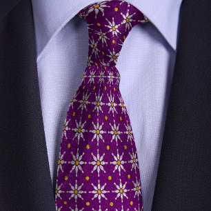 Cravate Motif à fleurs de pinceau violet
