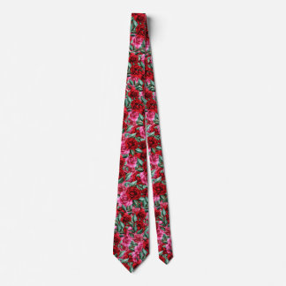Cravate motif à fleurs florales de rose rouge