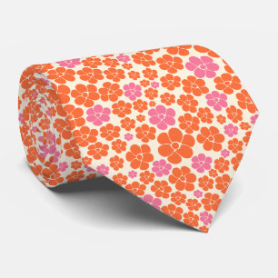 Cravate Motif à fleurs - rose, orange et crème