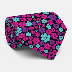 Cravate Motif à fleurs - rose, violet, bleu et noir