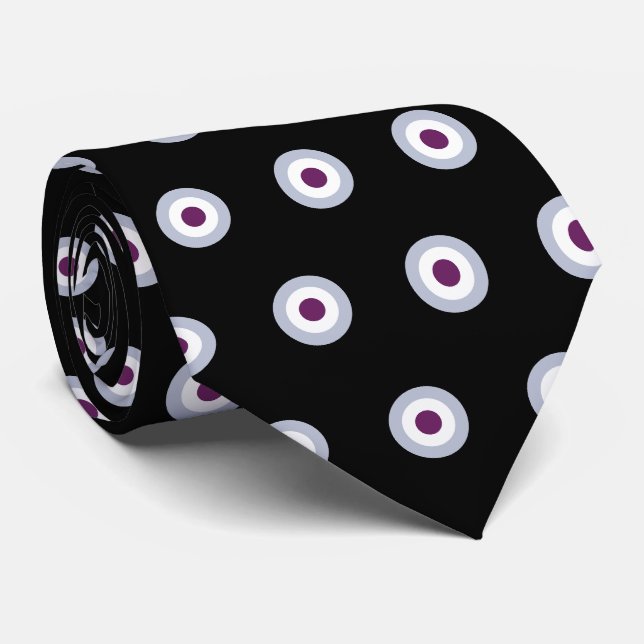 Cravate Motif à points Polka - bleu violet gris blanc noir (Roulé)