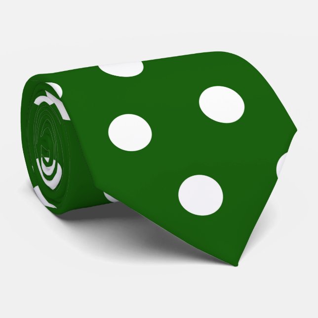 Cravate motif à pois blanc vert cool (Roulé)