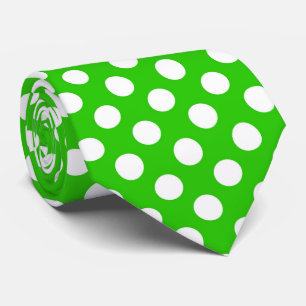 Cravate motif à pois blanc vert cool