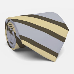 Cravate Motif à rayures diagonales jaune argent marron