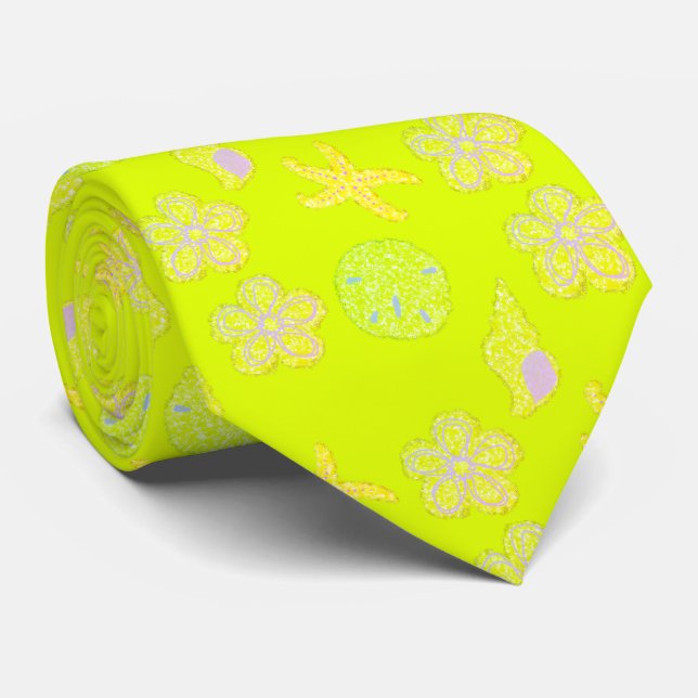 Cravate Motif à thème de la mer de Chartreuse (Roulé)