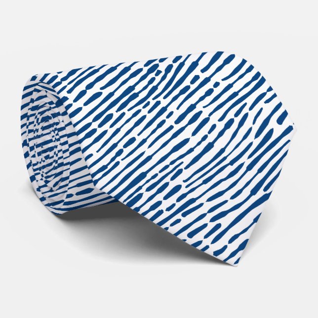 Cravate Motif Abstrait 140523 - Shibori bleu et blanc (Roulé)