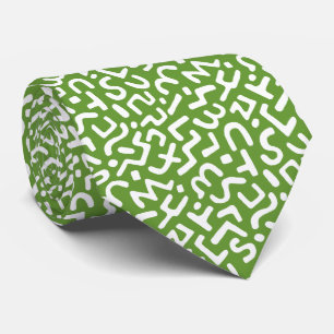 Cravate Motif Abstrait 170822 - Blanc sur Avocado Green