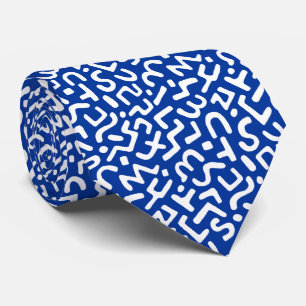 Cravate Motif Abstrait 170822 - Blanc sur bleu marine