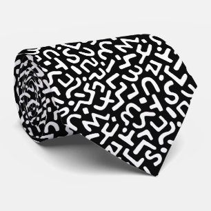 Cravate Motif Abstrait 170822 - Blanc sur noir