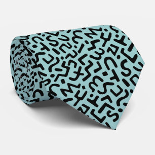 Cravate Motif Abstrait 170822 - Noir sur Bleu Vert Clair