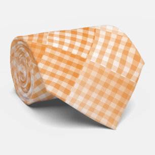 Cravate Motif abstrait à carreaux orange et blanc