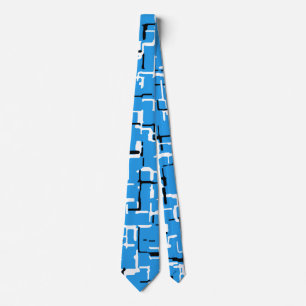 Cravate Motif Abstrait bleu et noir blanc