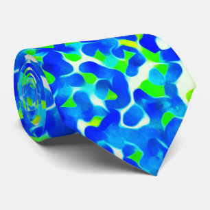 Cravate Motif Abstrait Bleu et Vert