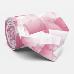 Cravate Motif Abstrait Cubisme Rose Blanc