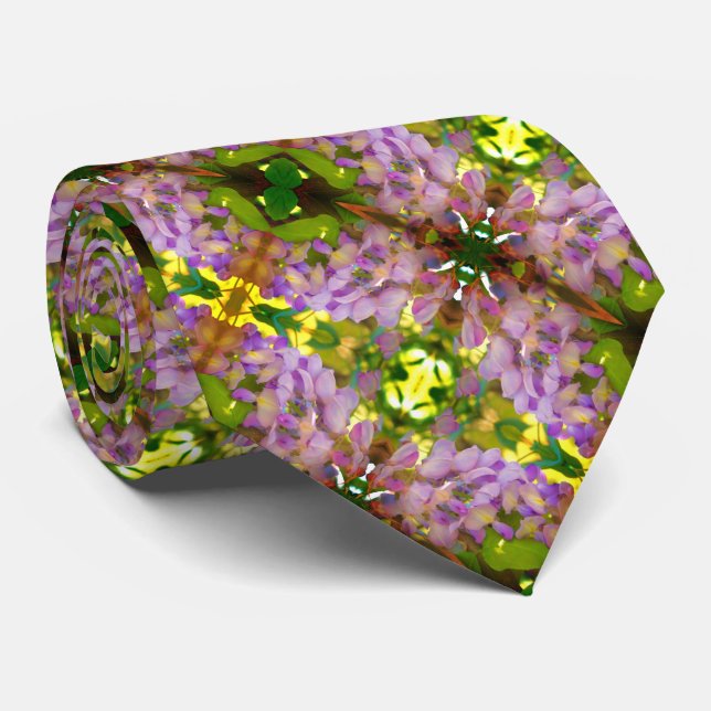 Cravate Motif Abstrait de fleurs de glycine violette (Roulé)