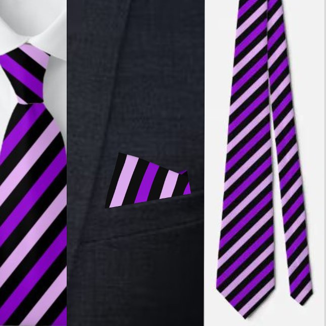 Cravate Motif Abstrait de rayures violettes noires (Créateur téléchargé)