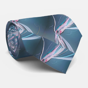 Cravate motif abstrait gris bleu rose moderne