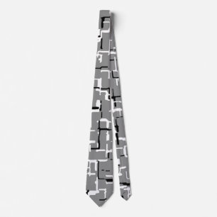 Cravate Motif Abstrait gris et noir blanc