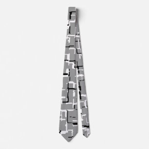 Cravate Motif Abstrait gris gris argenté noir blanc