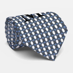 Cravate Motif Abstrait Monogram Blue Scarab