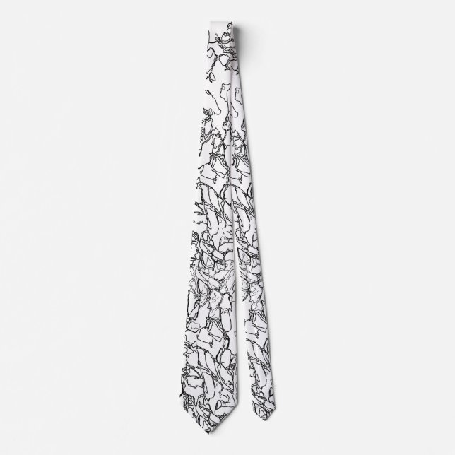 Cravate Motif Abstrait noir et blanc (Devant)