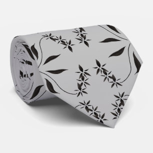 Cravate Motif Abstrait orchidée noire