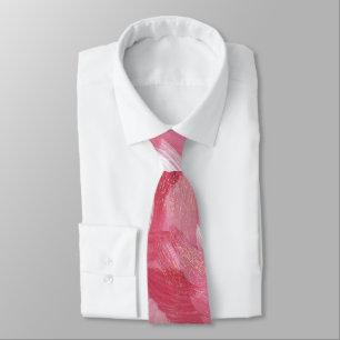 Cravate Motif Abstrait Pailleté Coup de Pinceau Rose