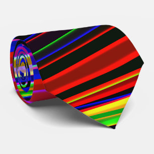 Cravate Motif Abstrait Rayé Néon Vibrant